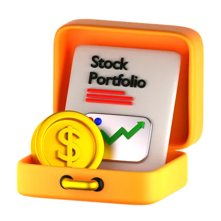 Briefcase with Stocks  3D Icon