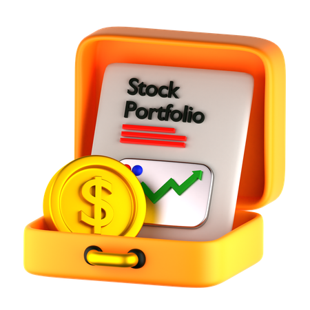 Briefcase with Stocks  3D Icon