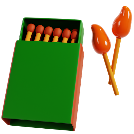 Bright Orange Camping Matches  3D Icon