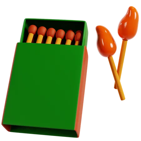 Bright Orange Camping Matches  3D Icon