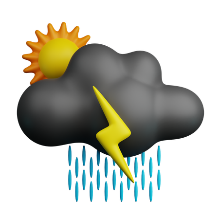 Bright Thunder Rain  3D Icon