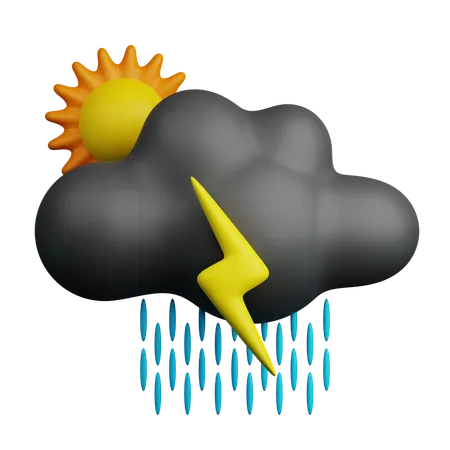 Bright Thunder Rain  3D Icon