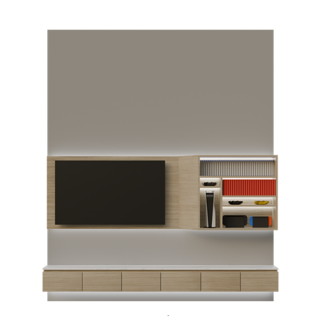 Bright Wood Tv Table  3D Illustration