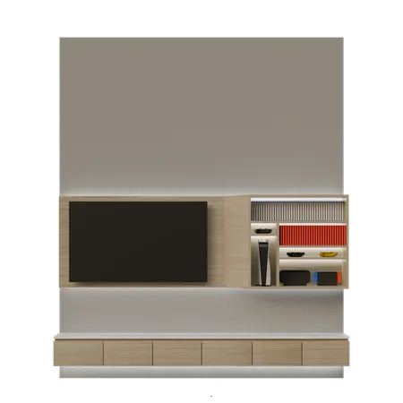Bright Wood Tv Table  3D Illustration