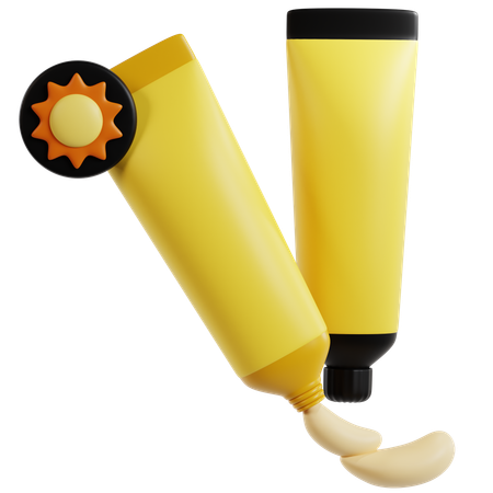 Bright Yellow Sunscreen Tubes  3D Icon