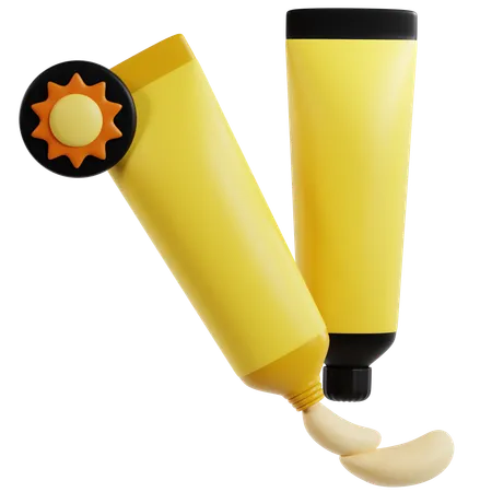 Bright Yellow Sunscreen Tubes  3D Icon