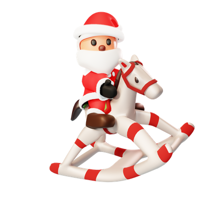 Brinquedo de cavalo de equitação de Papai Noel  3D Illustration