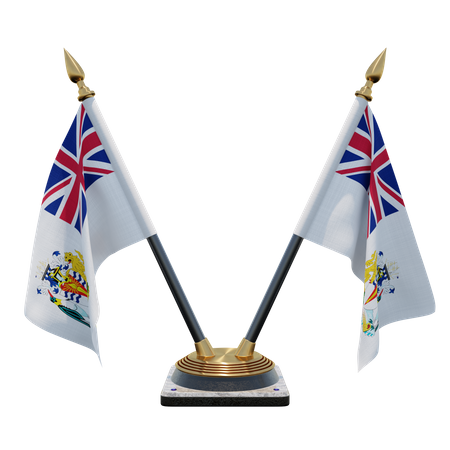 British Antarctic Territory Double (V) Desk Flag Stand 3D Icon