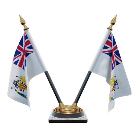 British Antarctic Territory Double Desk Flag Stand  3D Illustration