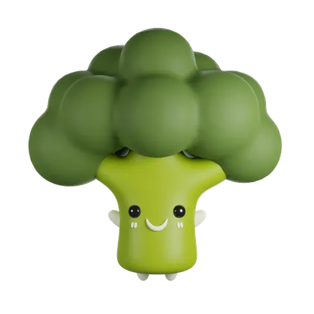 Broccoli 3 D Cute Render Character 3D Icon