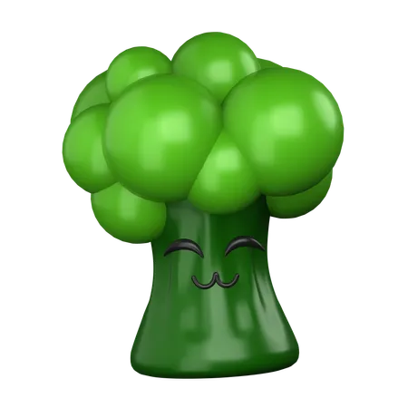 Cute Broccoli Smile 3 D Cute Food Icon 3D Icon