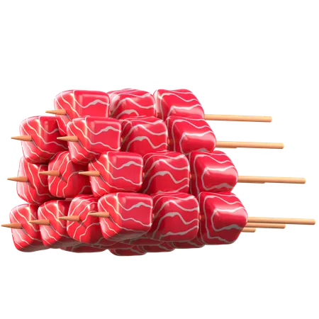 Brochetas de carne  3D Icon