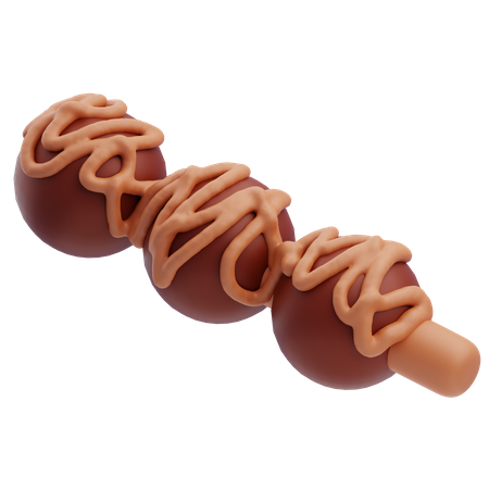 Brochetas de bolas de chocolate  3D Icon
