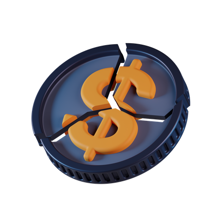 Broken Coin  3D Icon