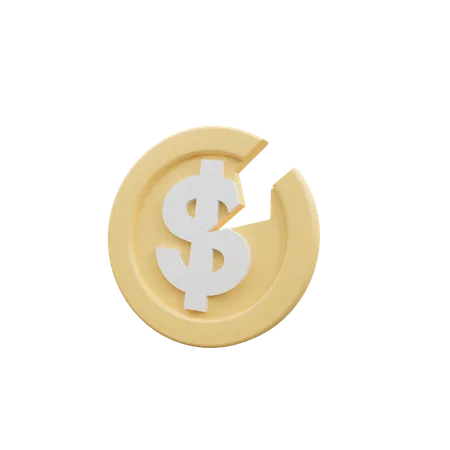 Broken Coin  3D Icon