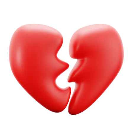 Broken Split Heart For Bad Relationship Psychology Mental Health 3 D Icon Illustration Render Design 3D Icon