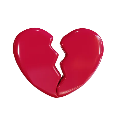 3 D Valentine Broken Heart 3D Icon