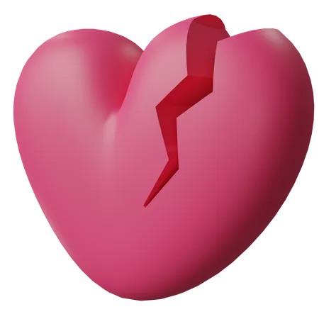 Broken Hearts 3 D Realistic Icon Minimalistic Clay Style Isolated 3 D Render On Transparent Background 3D Icon