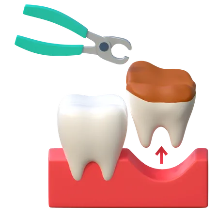 Broken Tooth Extraction Icon Dental Care 3 D Illustration 3D Icon