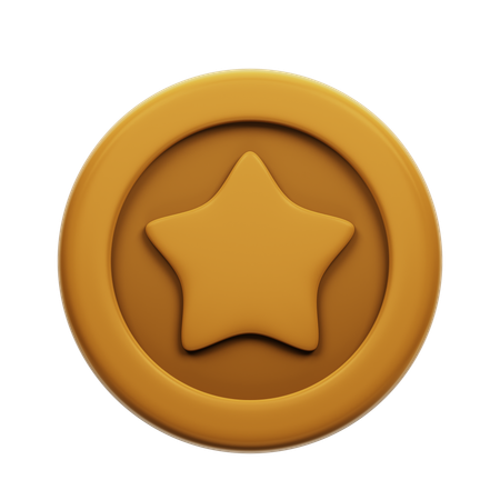 Bronze Coin Badge  3D Icon