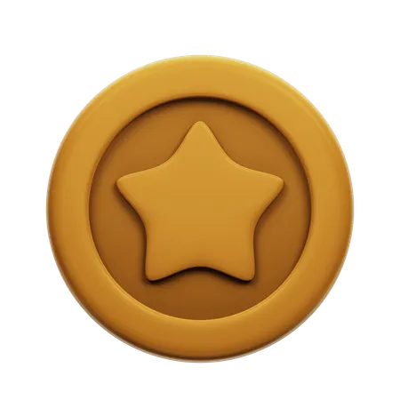 Bronze Coin Badge  3D Icon