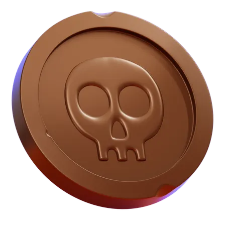 Bronze Skull Coin  3D Icon