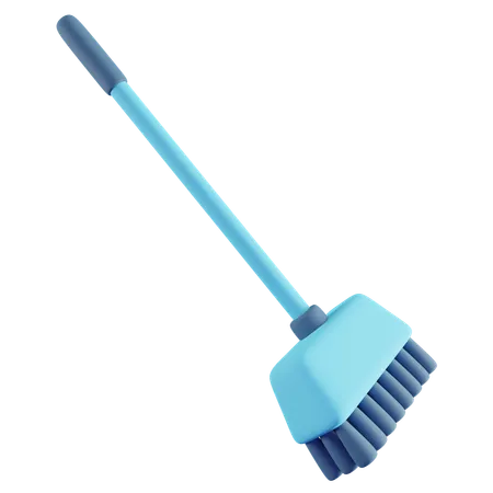 Broom 3 D Icon With Blue Color 3D Icon