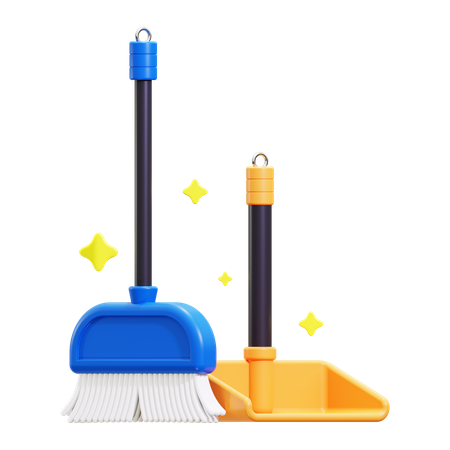 Broom And Dustpan  3D Icon