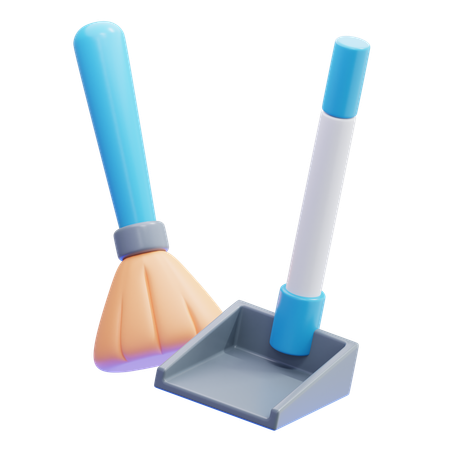 Broom And Dustpan  3D Icon