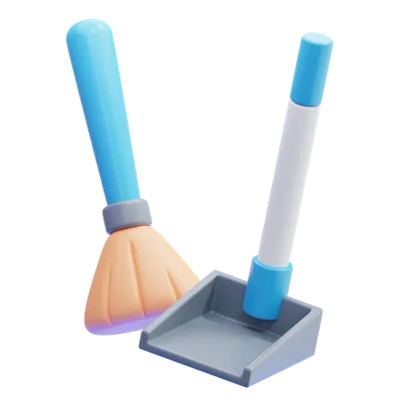 Broom And Dustpan  3D Icon