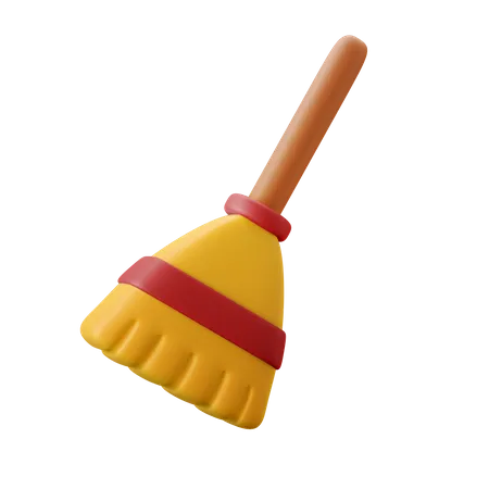 Sweeper Broom Cleaning Tool 3 D Icon Illustration 3D Icon