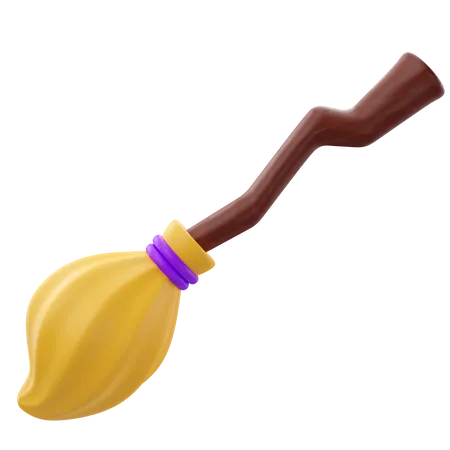 3 D Rendering Of Halloween Broomstick Icon 3D Icon