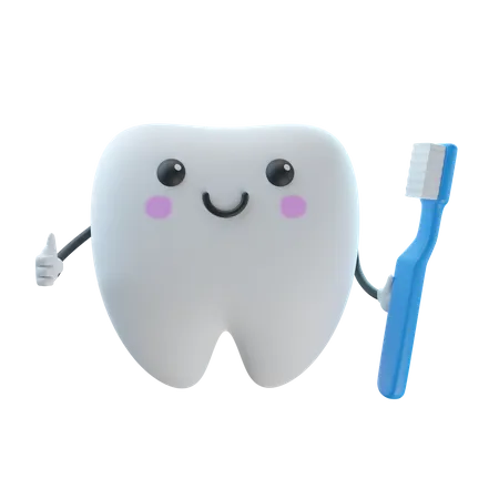 Dents tenant la brosse  3D Illustration