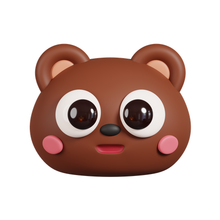 Brown Bear Face  3D Illustration