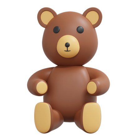 Brown Teddy Bear Toy  3D Icon