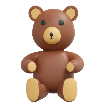Brown Teddy Bear Toy 3 D Icon Kids Toys Illustration 3D Icon
