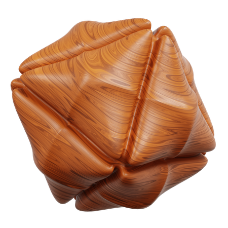 Brown Wood Cube Distorting Into Facets  3D Icon