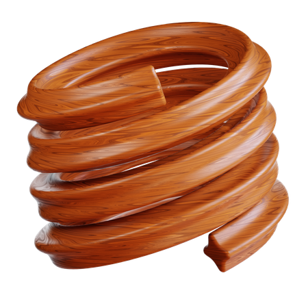 Brown Wooden Spiral  3D Icon