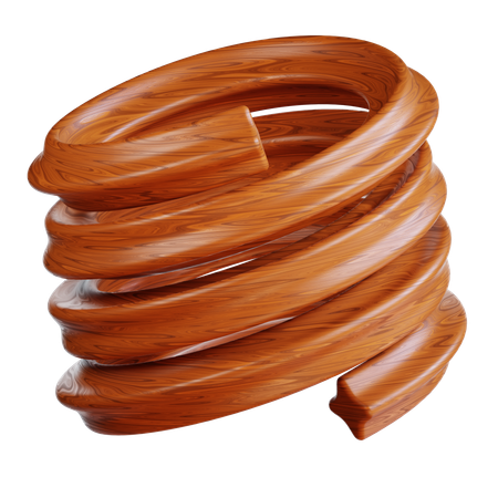 Brown Wooden Spiral  3D Icon
