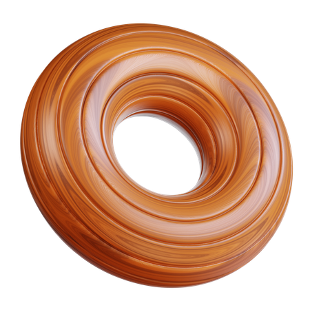 Brown Wooden Torus  3D Icon