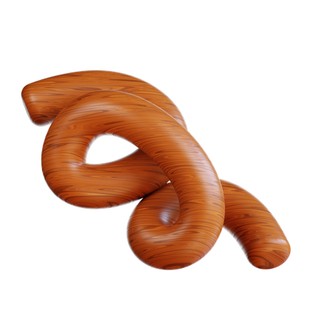 Brown Woodgrained Twisted  3D Icon