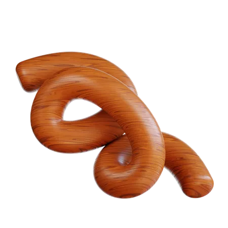 Brown Woodgrained Twisted  3D Icon