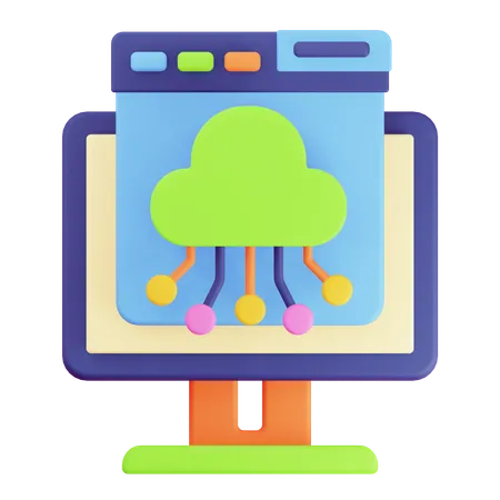 Browser Cloud Computing  3D Icon