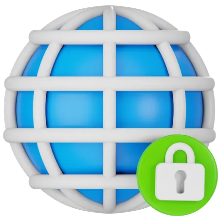 Secured Global Network Concept Illustration 3D Icon