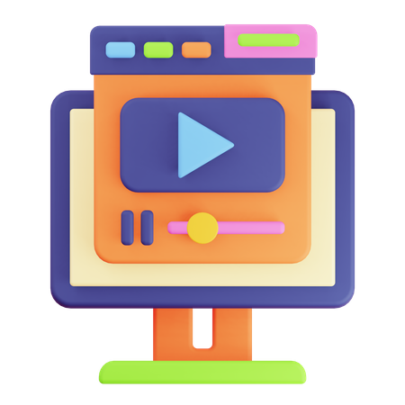 Browser Video  3D Icon