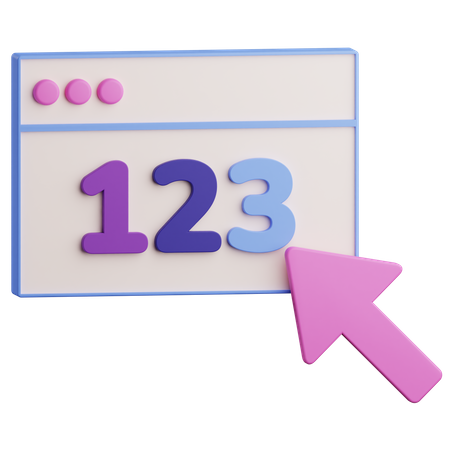 Browser with number  3D Icon