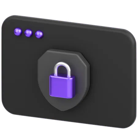 Browser With Shield  3D Icon