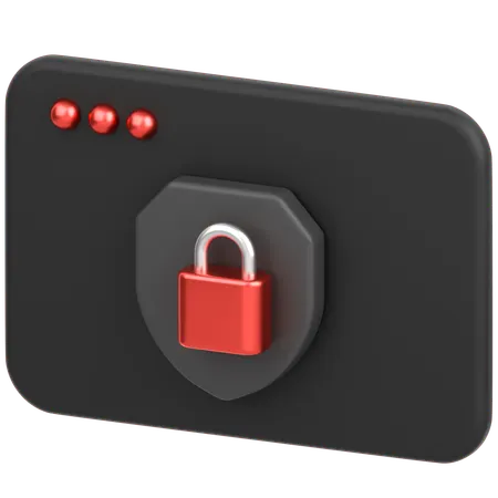Browser With Shield  3D Icon