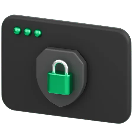 Browser With Shield  3D Icon