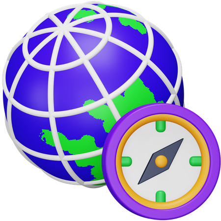 Brújula del globo  3D Icon